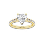 2.41 ctw Heart Lab-Grown Diamond Pave Engagement Ring in 14K Yellow Gold for Women | D Color, VVS1 Clarity, IGI Certified 2.00 ct Center Diamond