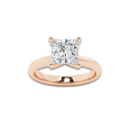 2.50 ctw Princess Lab-Grown Diamond Minimalist Engagement Ring in 14K Rose Gold for Women | E Color, VS1 Clarity, IGI Certified