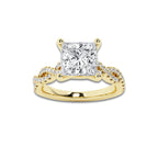 2.25 ctw Princess Lab-Grown Diamond Twisted Shank Engagement Ring in 14K Yellow Gold for Women | D Color, VVS1 Clarity, IGI Certified 2.00 ct Center Diamond