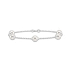 5.5 - 6.0 mm Cultured Freshwater Pearl Station Chain Bracelet - 7 Inches 14K White Gold