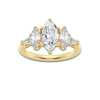 Angeliki 2 3/4 ctw Marquise Lab Grown Diamond Three-Stone Engagement Ring 14K Yellow Gold, D, VVS | IGI Certified, 1 1/2 ct Center