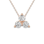 1 1/2 ctw Round Lab Grown Diamond Three-Stone Pendant with Adjustable Chain 14K Rose Gold, DE, VS1