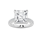 7.40 ctw Asscher Lab-Grown Diamond Hidden Halo Side Stone Engagement Ring in Platinum for Women | Colorless D, VVS1 Clarity, IGI Certified 7.00 ct Center Diamond