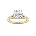 8.66 ctw Round Lab-Grown Diamond Split Shank Side Stone Engagement Ring in 14K Yellow Gold for Women | Colorless E, VS1 Clarity, IGI Certified 8.00 ct Center Diamond
