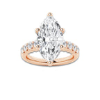 6.66 ctw Marquise Lab-Grown Diamond Side Stone Engagement Ring in 14K Rose Gold for Women | Colorless D, VVS1 Clarity, IGI Certified 6.00 Ct Center Diamond