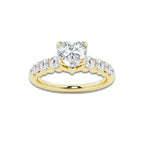 1.54 ctw Heart Lab-Grown Diamond Side Stone Engagement Ring in 14K Yellow Gold for Women | Colorless D, VVS1 Clarity, IGI Certified 1.00 Ct Center Diamond