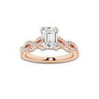 1.25 ctw Emerald Lab-Grown Diamond Twisted Shank Engagement Ring in 14K Rose Gold for Women | E Color, VS1 Clarity, IGI Certified 1.00 ct Center Diamond