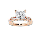 1.75 ctw Princess Lab-Grown Diamond Twisted Shank Engagement Ring in 14K Rose Gold for Women | D Color, VVS1 Clarity, IGI Certified 1.50 ct Center Diamond