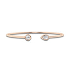 1/2 ctw Round and Pear Lab Grown Diamond Open Bangle Bracelet - 7 Inches 14K Rose Gold, DE, VS1