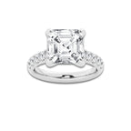 6.55 ctw Asscher Lab-Grown Diamond Pave Engagement Ring in 14K White Gold for Women | D Color, VVS1 Clarity, IGI Certified 6.00 ct Center Diamond