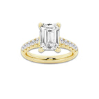 3.93 ctw Emerald Lab-Grown Diamond Pave Engagement Ring in 14K Yellow Gold for Women | E Color, VS1 Clarity, IGI Certified 3.50 ct Center Diamond