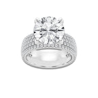 3 7/8 ctw Round Lab Grown Diamond Hidden Halo Engagement Ring Platinum, D, VVS | 3 ct Center