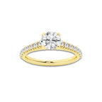 1.14 ctw Round Lab-Grown Diamond Pave Engagement Ring in 14K Yellow Gold for Women | E Color, VS1 Clarity, IGI Certified 0.75 ct Center Diamond