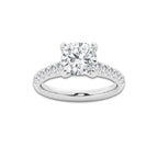 2.90 ctw Cushion Lab-Grown Diamond Pave Engagement Ring in 14K White Gold for Women | E Color, VS1 Clarity, IGI Certified 2.50 ct Center Diamond