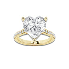 6.44 ctw Heart Lab-Grown Diamond Hidden Halo Side Stone Engagement Ring in 18K Yellow Gold for Women | Colorless E, VS1 Clarity, IGI Certified 6.00 ct Center Diamond