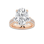 7.96 ctw Oval Lab-Grown Diamond Three Stone Double Row Engagement Ring in 14K Rose Gold for Women | D Color, VVS1 Clarity, IGI Certified 7.00 ct Center Diamond