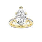 5.43 ctw Pear Lab-Grown Diamond Pave Engagement Ring in 14K Yellow Gold for Women | D Color, VVS1 Clarity, IGI Certified 5.00 ct Center Diamond