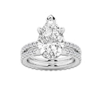 6.22 ctw Pear Lab-Grown Diamond Double Row Diamond Engagement Ring in Platinum for Women | Colorless D, VVS1 Clarity, IGI Certified 5.00 ct Center Diamond
