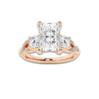 2.62 ctw Radiant Lab-Grown Diamond Side Stone Engagement Ring in 14K Rose Gold for Women | Colorless D, VVS1 Clarity, IGI Certified 2.00 ct Center Diamond