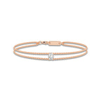1/2 ctw Emerald Lab Grown Diamond Chain Bracelet - 7 Inches 14K Rose Gold, DE, VS1 | 1/2 ct Center