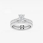 Synergy 1 3/4 ctw Oval Lab Grown Diamond Baguette and Princess Side Stone Bridal Set Platinum, E, VS1 | IGI Certified, 1 ct Center
