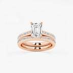 Synergy 2 3/4 ctw Emerald Lab Grown Diamond Baguette and Princess Side Stone Bridal Set 14K Rose Gold, E, VS1 | IGI Certified, 2 ct Center