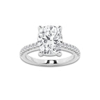 4.30 ctw Elongated Cushion Lab-Grown Diamond Hidden Halo Side Stone Engagement Ring in 18K White Gold for Women | Colorless D, VVS1 Clarity, IGI Certified 4.00 ct Center Diamond