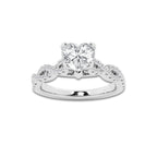 1.00 ctw Heart Lab-Grown Diamond Twisted Shank Engagement Ring in Platinum for Women | E Color, VS1 Clarity, Not Certified 0.75 ct Center Diamond