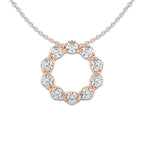 2 ctw Round Lab Grown Diamond Circle Pendant with Adjustable Chain 14K Rose Gold, DE, VS1 | 2 ct Center