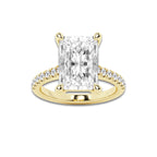 6.47 ctw Radiant Lab-Grown Diamond Hidden Halo Side Stone Engagement Ring in 18K Yellow Gold for Women | Colorless E, VS1 Clarity, IGI Certified 6.00 ct Center Diamond