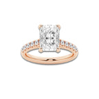 3.40 ctw Radiant Lab-Grown Diamond Pave Engagement Ring in 14K Rose Gold for Women | E Color, VS1 Clarity, IGI Certified 3.00 ct Center Diamond