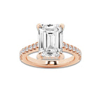 4.35 ctw Emerald Lab-Grown Diamond Hidden Halo Side Stone Engagement Ring in 18K Rose Gold for Women | Colorless E, VS1 Clarity, IGI Certified 4.00 ct Center Diamond