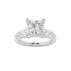 2.54 Ct Princess Lab-Grown Diamond Half Eternity Engagement Ring in Platinum for Female, Colorless (E), VS1 Clarity | IGI Certified, 2.00 Ct Center Diamond