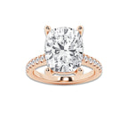 8.47 ctw Elongated Cushion Lab-Grown Diamond Hidden Halo Side Stone Engagement Ring in 18K Rose Gold for Women | Colorless D, VVS1 Clarity, IGI Certified 8.00 ct Center Diamond