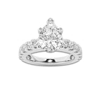 2.50 ctw Pear Lab-Grown Diamond Split-Prong Set Side Stone Engagement Ring in 14K White Gold for Women | Colorless E, VS1 Clarity, IGI Certified 1.50 ct Center Diamond
