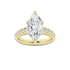 3.93 ctw Marquise Lab-Grown Diamond Pave Engagement Ring in 14K Yellow Gold for Women | D Color, VVS1 Clarity, IGI Certified 3.50 ct Center Diamond