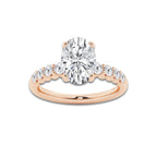 3.04 ctw Oval Lab-Grown Diamond Side Stone Engagement Ring in 14K Rose Gold for Women | Colorless D, VVS1 Clarity, IGI Certified 2.50 Ct Center Diamond
