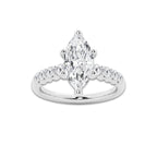 3.04 ctw Marquise Lab-Grown Diamond Side Stone Engagement Ring in Platinum for Women | Colorless E, VS1 Clarity, IGI Certified 2.50 Ct Center Diamond