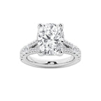 6.66 ctw Elongated Cushion Lab-Grown Diamond Split Shank Side Stone Engagement Ring in Platinum for Women | Colorless D, VVS1 Clarity, IGI Certified 6.00 ct Center Diamond