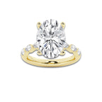 6.48 ctw Oval Lab-Grown Diamond Marquise Side Stone Engagement Ring in 14K Yellow Gold for Women | Colorless E, VS1 Clarity, IGI Certified 6.00 ct Center Diamond