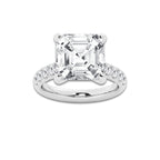 8.55 ctw Asscher Lab-Grown Diamond Pave Engagement Ring in Platinum for Women | D Color, VVS1 Clarity, IGI Certified 8.00 ct Center Diamond