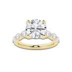 2.98 ctw Round Lab-Grown Diamond Marquise Side Stone Engagement Ring in 14K Yellow Gold for Women | Colorless D, VVS1 Clarity, IGI Certified 2.50 ct Center Diamond