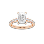 2.41 ctw Radiant Lab-Grown Diamond Pave Engagement Ring in 14K Rose Gold for Women | D Color, VVS1 Clarity, IGI Certified 2.00 ct Center Diamond