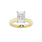 2.50 ctw Radiant Lab-Grown Diamond Minimalist Engagement Ring in 14K White Gold And Yellow Gold for Women | E Color, VS1 Clarity, IGI Certified