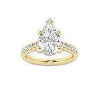 3.40 ctw Pear Lab-Grown Diamond Pave Engagement Ring in 14K Yellow Gold for Women | E Color, VS1 Clarity, IGI Certified 3.00 ct Center Diamond