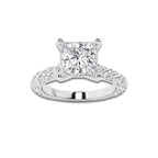 2.44 ctw Princess Lab-Grown Diamond Twisted Band Engagement Ring in Platinum for Women | Colorless D, VVS1 Clarity, IGI Certified 2.00 ct Center Diamond