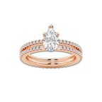 1.69 ctw Pear Lab-Grown Diamond Double Row Diamond Engagement Ring in 14K Rose Gold for Women | Colorless D, VVS1 Clarity, IGI Certified 1.00 ct Center Diamond