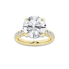 7.55 ctw Round Lab-Grown Diamond Pave Engagement Ring in 14K Yellow Gold for Women | E Color, VS1 Clarity, IGI Certified 7.00 ct Center Diamond
