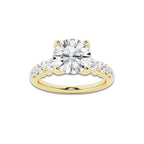 2.54 ctw Round Lab-Grown Diamond Side Stone Engagement Ring in 14K Yellow Gold for Women | Colorless D, VVS1 Clarity, IGI Certified 2.00 Ct Center Diamond