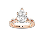 2.25 ctw Pear Lab-Grown Diamond Twisted Shank Engagement Ring in 14K Rose Gold for Women | D Color, VVS1 Clarity, IGI Certified 2.00 ct Center Diamond